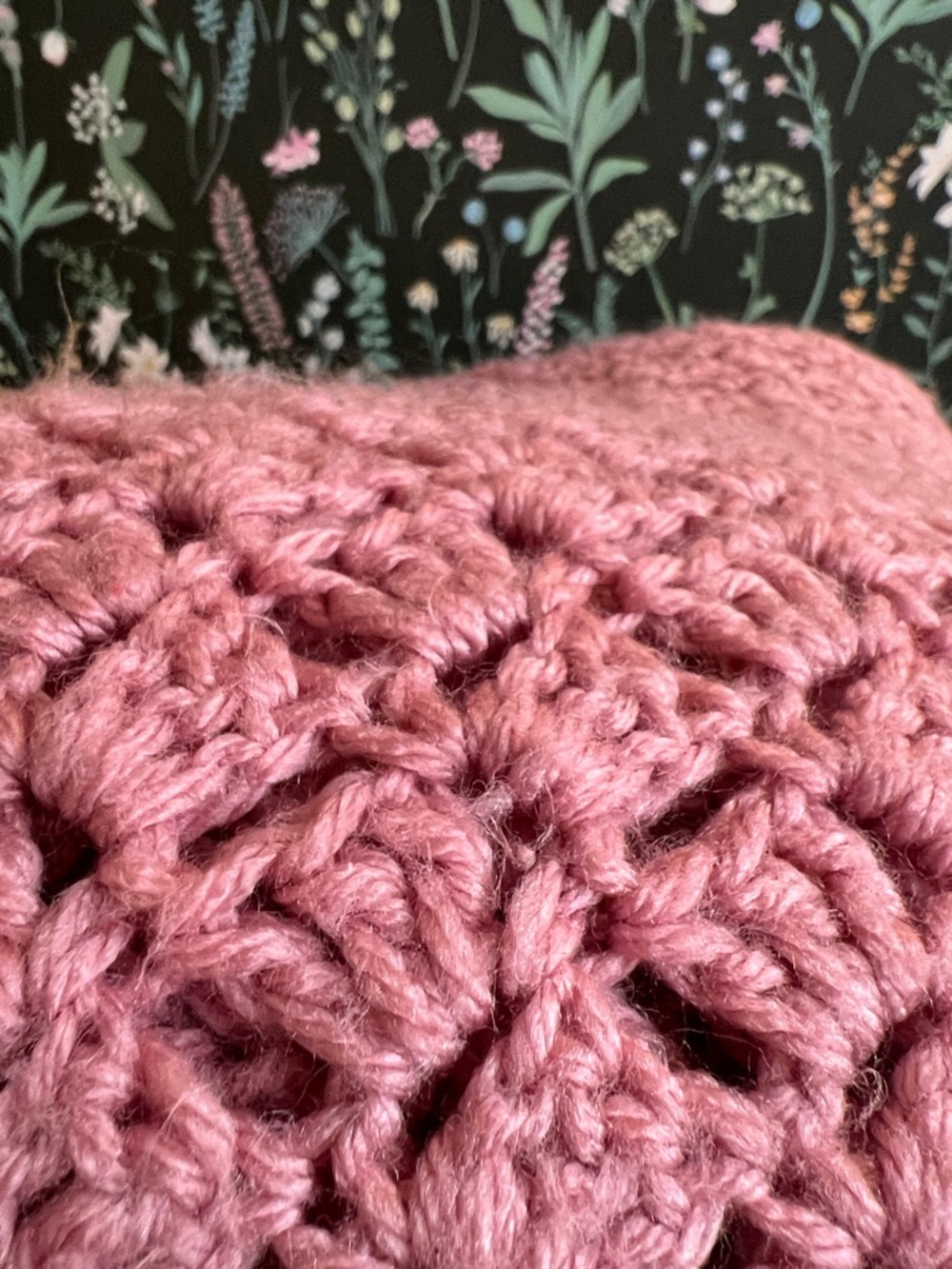 Prairie Handknit blush rose pink crochet throw blanket soft cozy cabin vibes - Picture 9 of 12